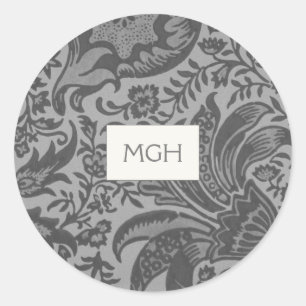 Elegant Grey Floral Monogram Envelope Seals