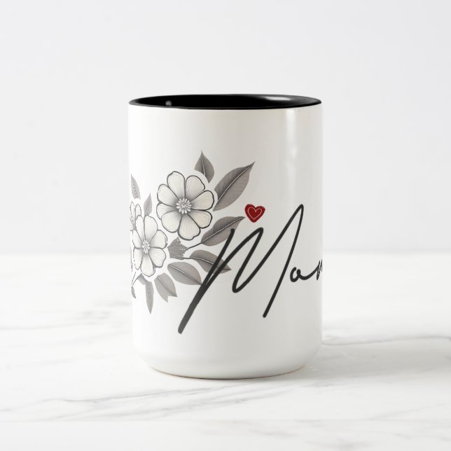 Elegant Grey Floral Mum Mug Gift (Center)