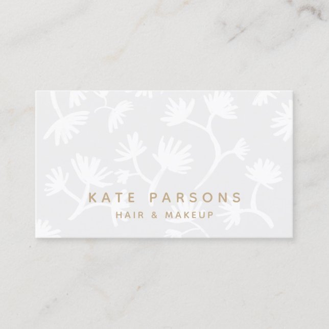 Elegant Grey Floral Pattern Beauty Salon Business Card (Front)