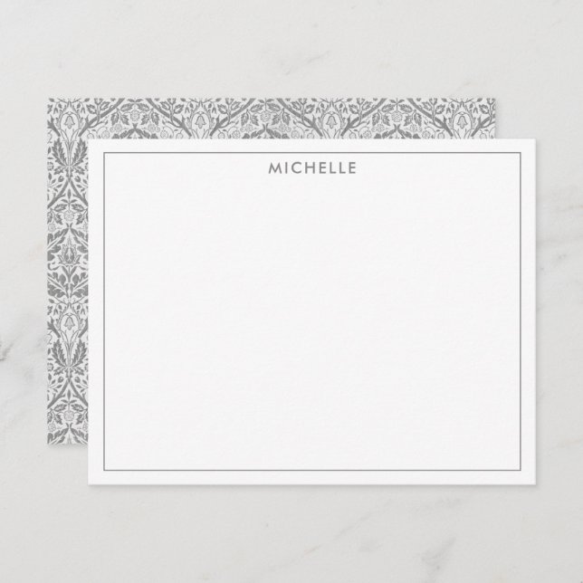 Elegant Grey Floral Pattern Card (Front/Back)