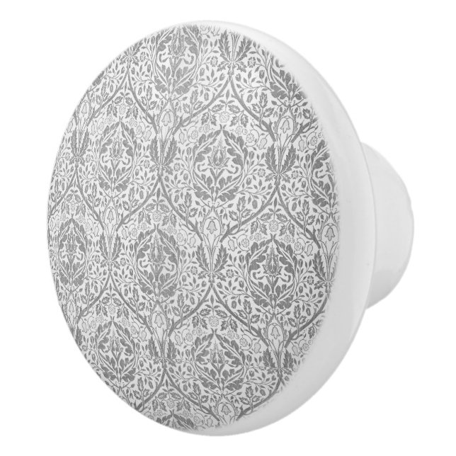 Elegant Grey Floral Pattern Ceramic Knob (Right)