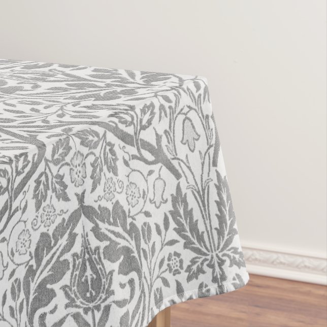 Elegant Grey Floral Pattern Tablecloth (In Situ)