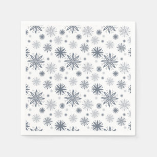 Elegant Grey Floral Patterned Christmas Napkin