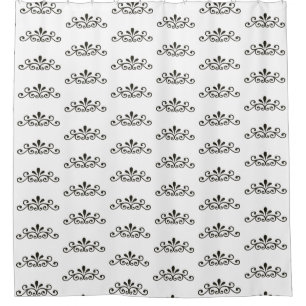 Elegant Grey Floral Vector Pattern on White Shower Curtain