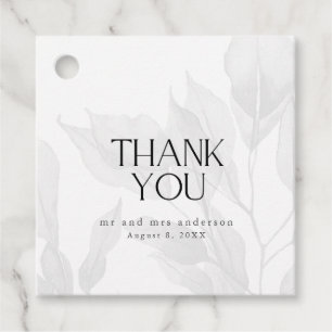 Elegant Grey Floral Wedding Thank You Favour Tags