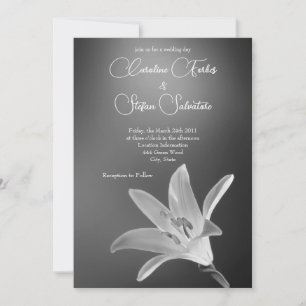 Elegant Grey Flower Wedding Day Invitation