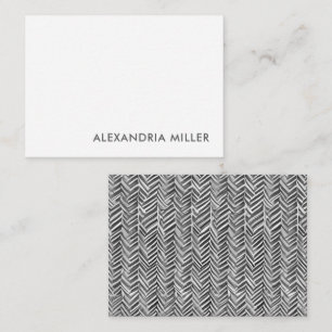 Elegant Grey Font Herringbone Patterned Back Card