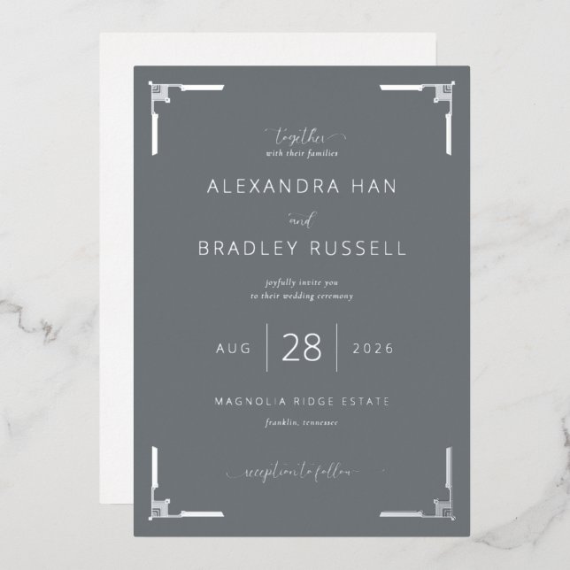 Elegant Grey Formal Invitations (Front/Back)
