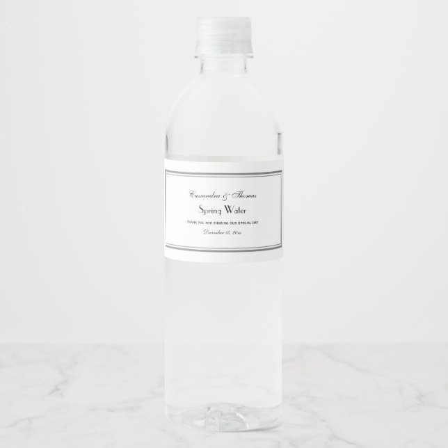Elegant Grey Framed H Water Bottle Label (Front)