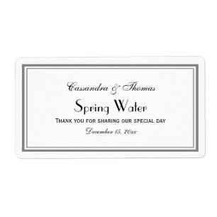 Elegant Grey Framed H Water Bottle Label