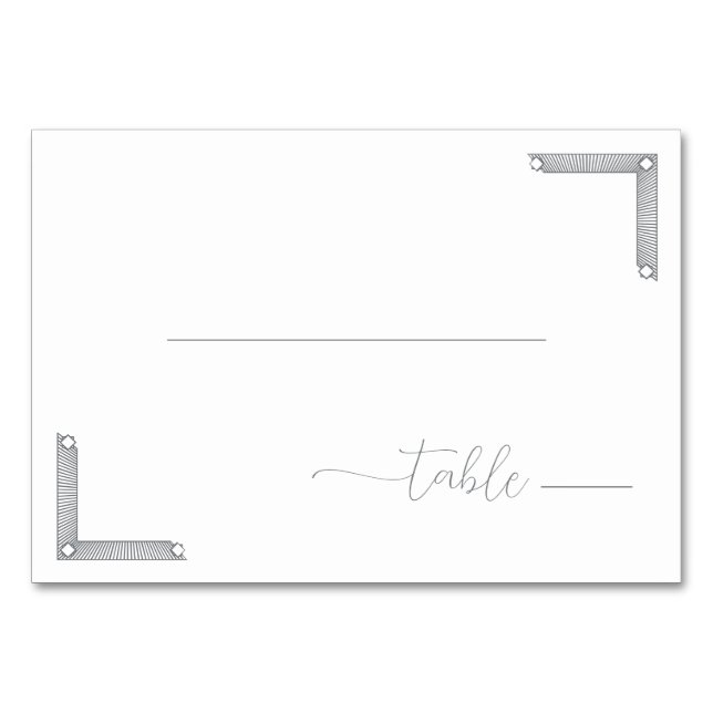 Elegant Grey Geometric Brackets Table Number (Front)