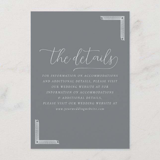 Elegant Grey Geometric Details Enclosure Card (Front)