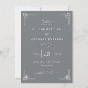 Elegant Grey Geometric Wedding Invitation