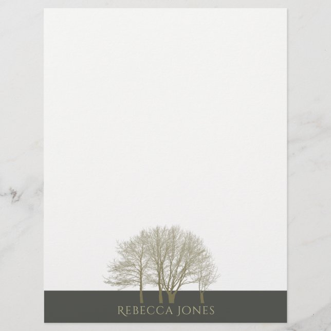 ELEGANT GREY GOLD FALL AUTUMN TREES MONOGRAM (Front)