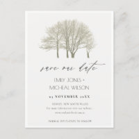 ELEGANT GREY GOLD FALL AUTUMN TREES SAVE THE DATE