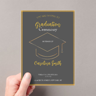 Elegant Grey & Gold Graduation Invitation