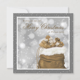 Elegant Grey Gold Merry Christmas Holiday Cards
