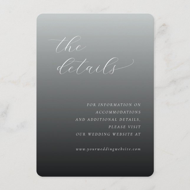 Elegant Grey Gradient Calligraphy Enclosure Card (Front)