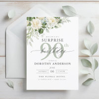 Elegant Grey Green Floral Surprise Birthday