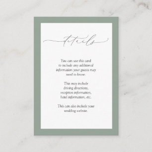 Elegant Grey Green Floral Wedding Details Enclosure Card
