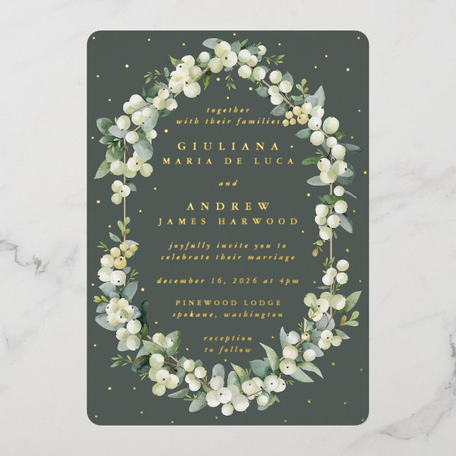 Elegant Grey Green Snowberry+Eucalyptus Wedding (Front)