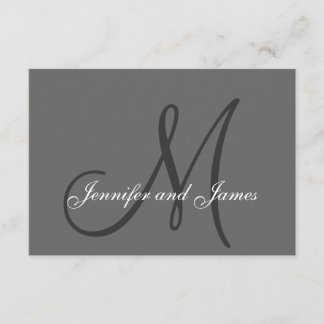 Elegant Grey Grey Monogram Wedding RSVP Card