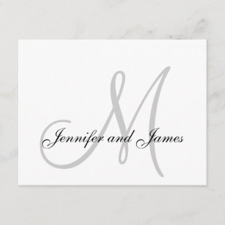 Elegant Grey Grey Monogram Wedding RSVP Card