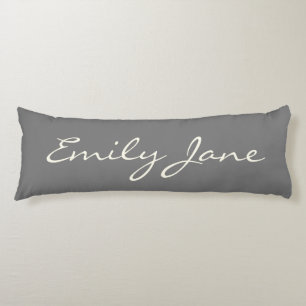 Elegant Grey Handwritten Script Name Custom Body Cushion