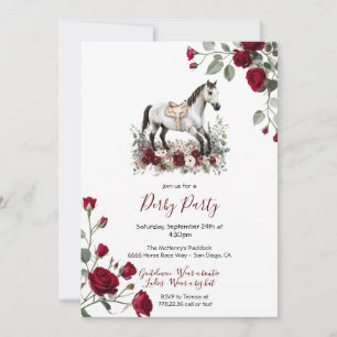 Elegant Grey Horse Kentucky Derby Party Invitation