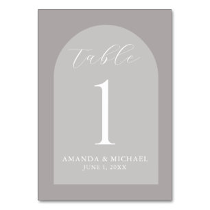Elegant Grey Hues Arched Wedding Table Cards