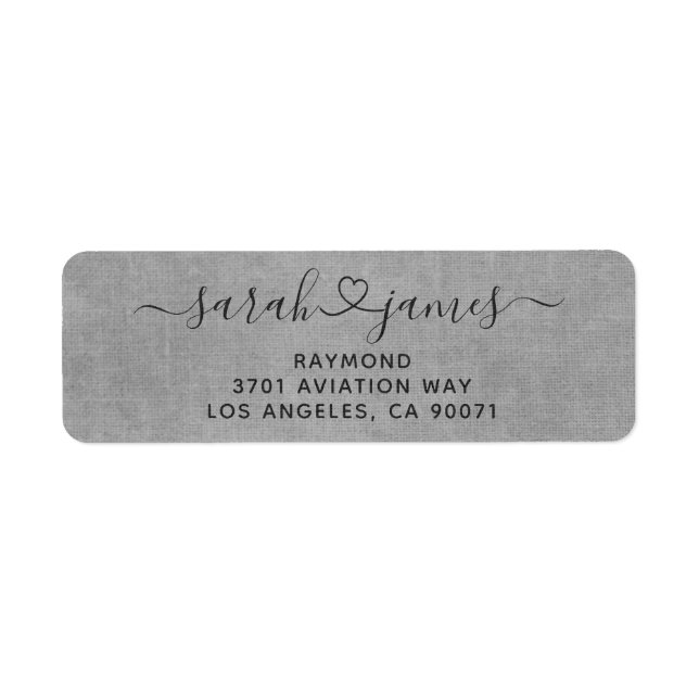Elegant Grey Joined By Love Wedding Return Address (Front)