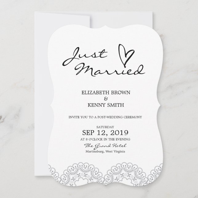 Elegant Grey Lace Wedding Announcements Card (Front)