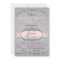 Elegant Grey Linen and Pink Birthday Invitation