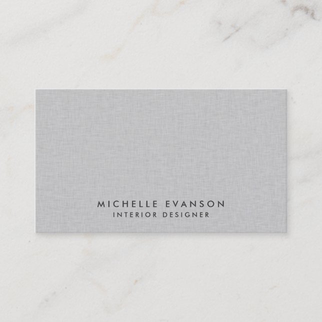Elegant Grey Linen Minimalist Professional Business Card (Front)
