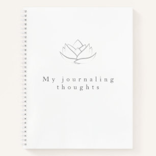 Elegant Grey Lotus Flower Journalling Thoughts Notebook