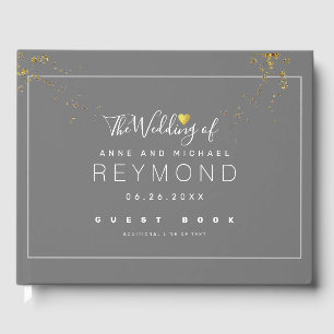 elegant grey love wedding guest-book guest book