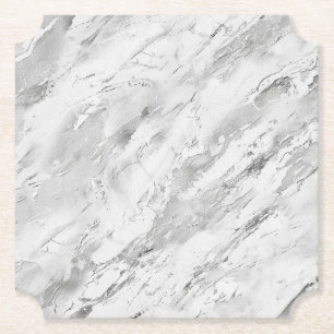Elegant Grey Majestic Marble Impressions Custom Ti Paper Coaster