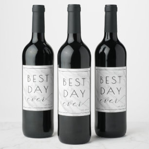 Elegant Grey Marble Celebration Wine Label