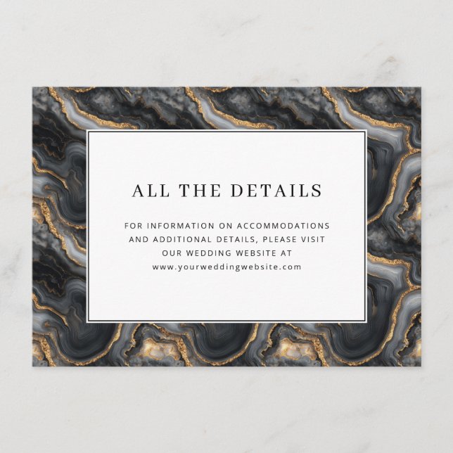 Elegant Grey Marble Details Enclosure Card (Front)