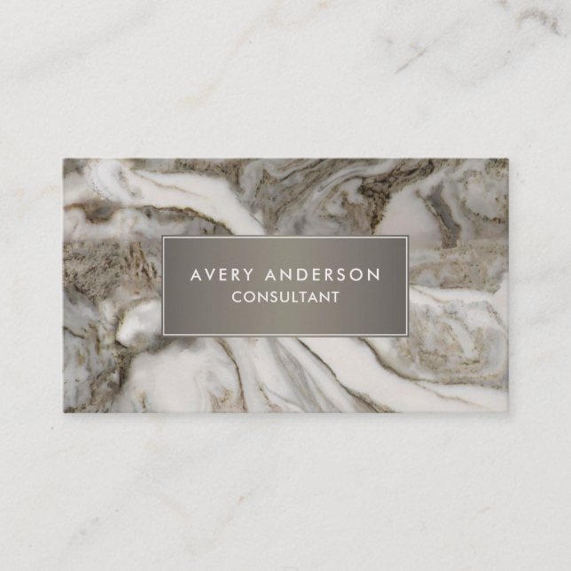 Elegant Grey Marble Professional Business Card (Front)