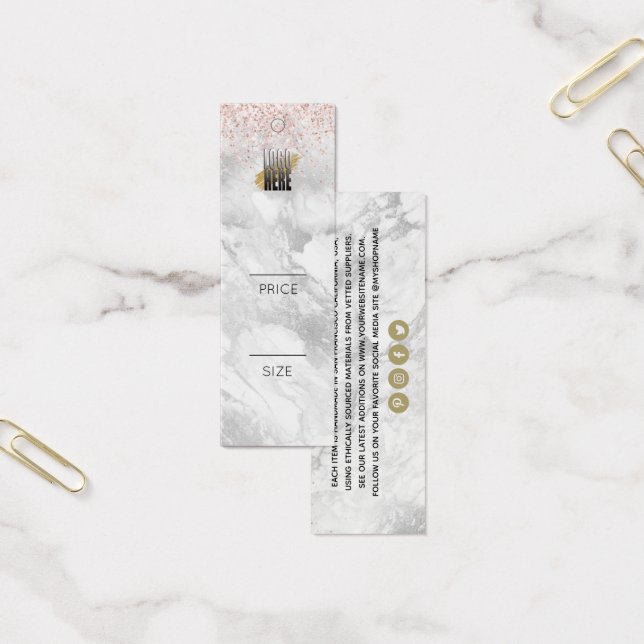 Elegant Grey Marble Your Logo  Clothing Price Tag (Office)
