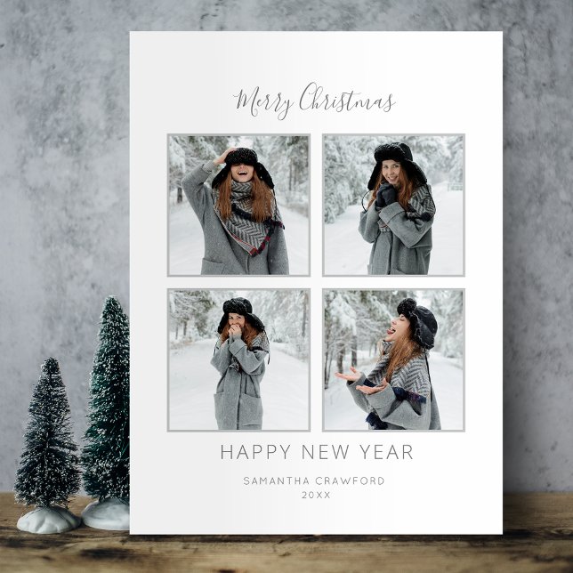 Elegant Grey Minimalist 4 Photo Postcard (Creator Uploaded)