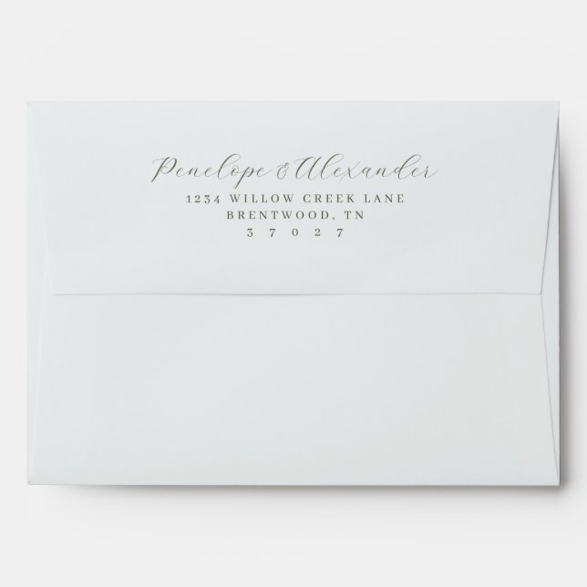 Elegant Grey Minimalist Calligraphy Envelope (Back (Top Flap))