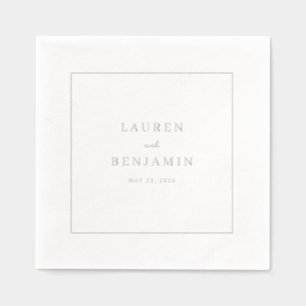 Elegant Grey Minimalist Names Foil Napkins