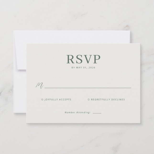 Elegant Grey Minimalist RSVP Card (Front)