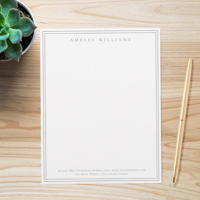 Elegant Grey Minimalist Two Border Custom Letterhead (Creator Uploaded)