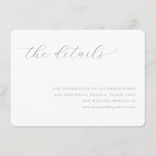 Elegant Grey Minimalist Wedding Details Card