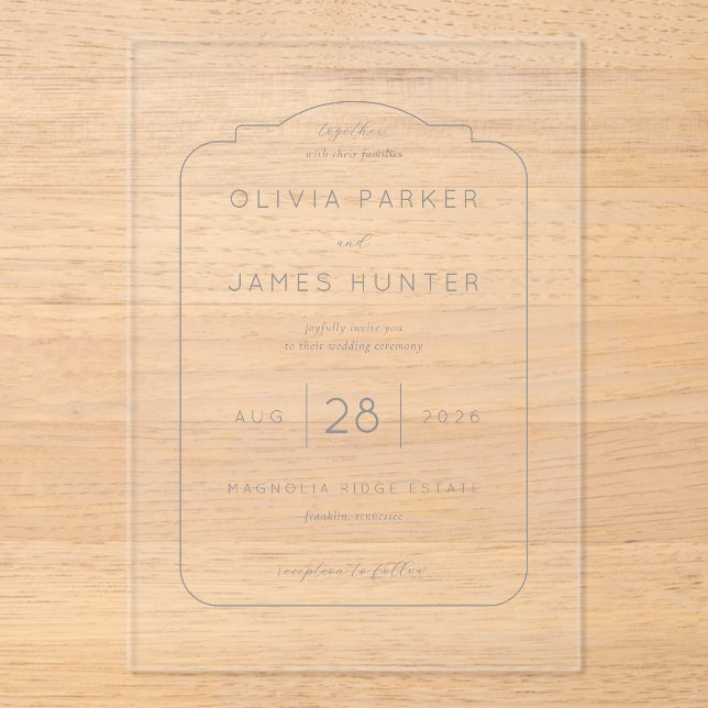 Elegant Grey Minimalist Wedding Invitation (Front)