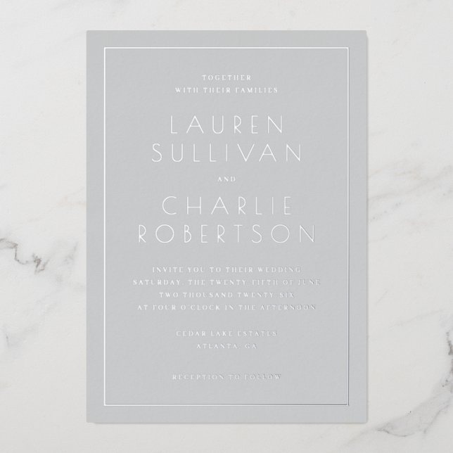 Elegant Grey Minimalist Wedding Invitation (Front)