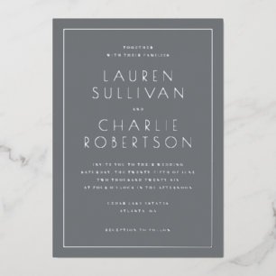 Elegant Grey Minimalist Wedding Invitation
